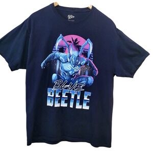 Blue Beetle Graphic‎ T Shirt Size L 42/44 Blue 100% Cotton